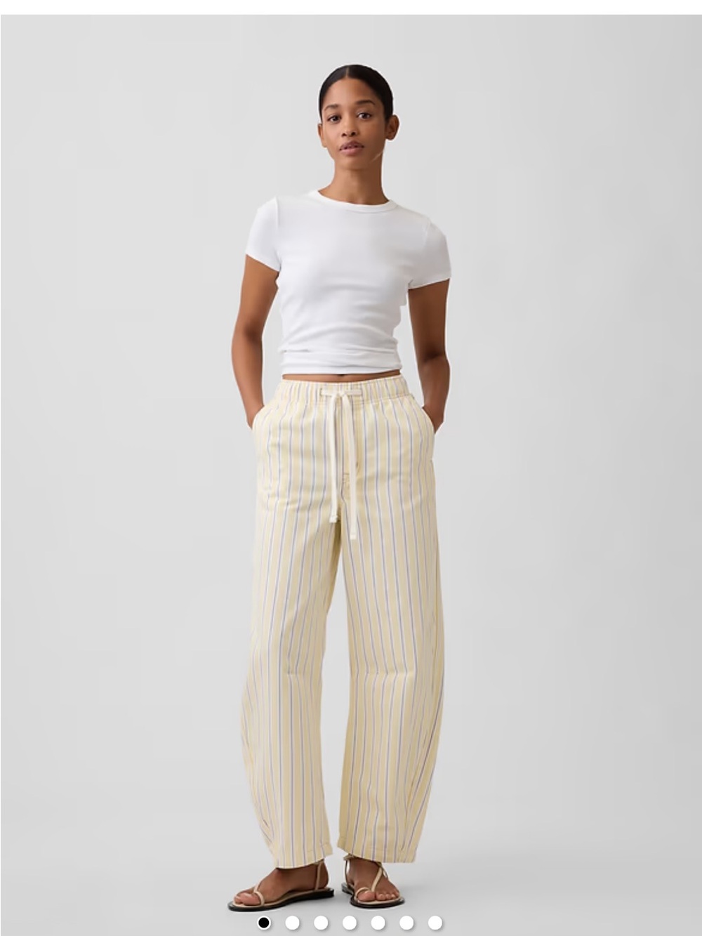 GAP Yellow Striped Barrel Jeans Pants Drawstring